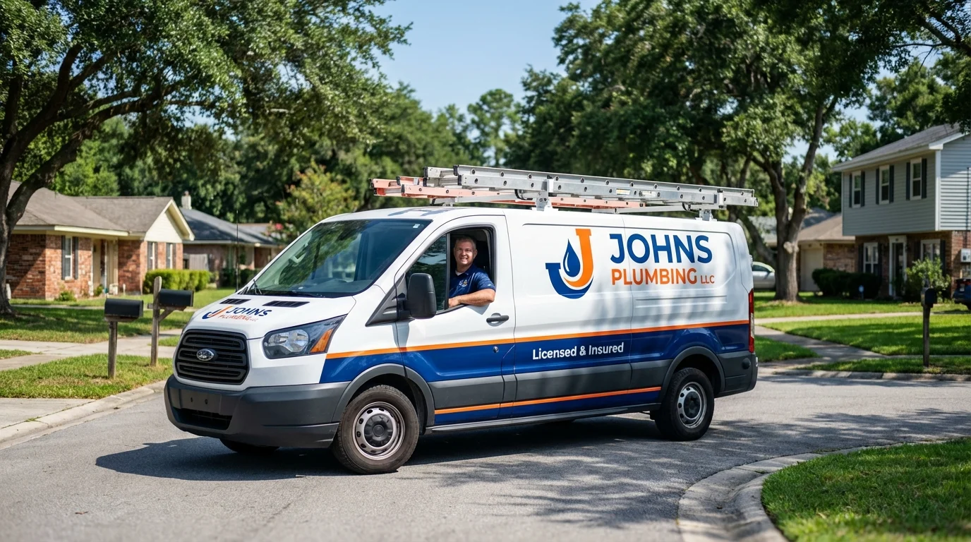 Johns Plumbing LLC service van in Great Falls, SC