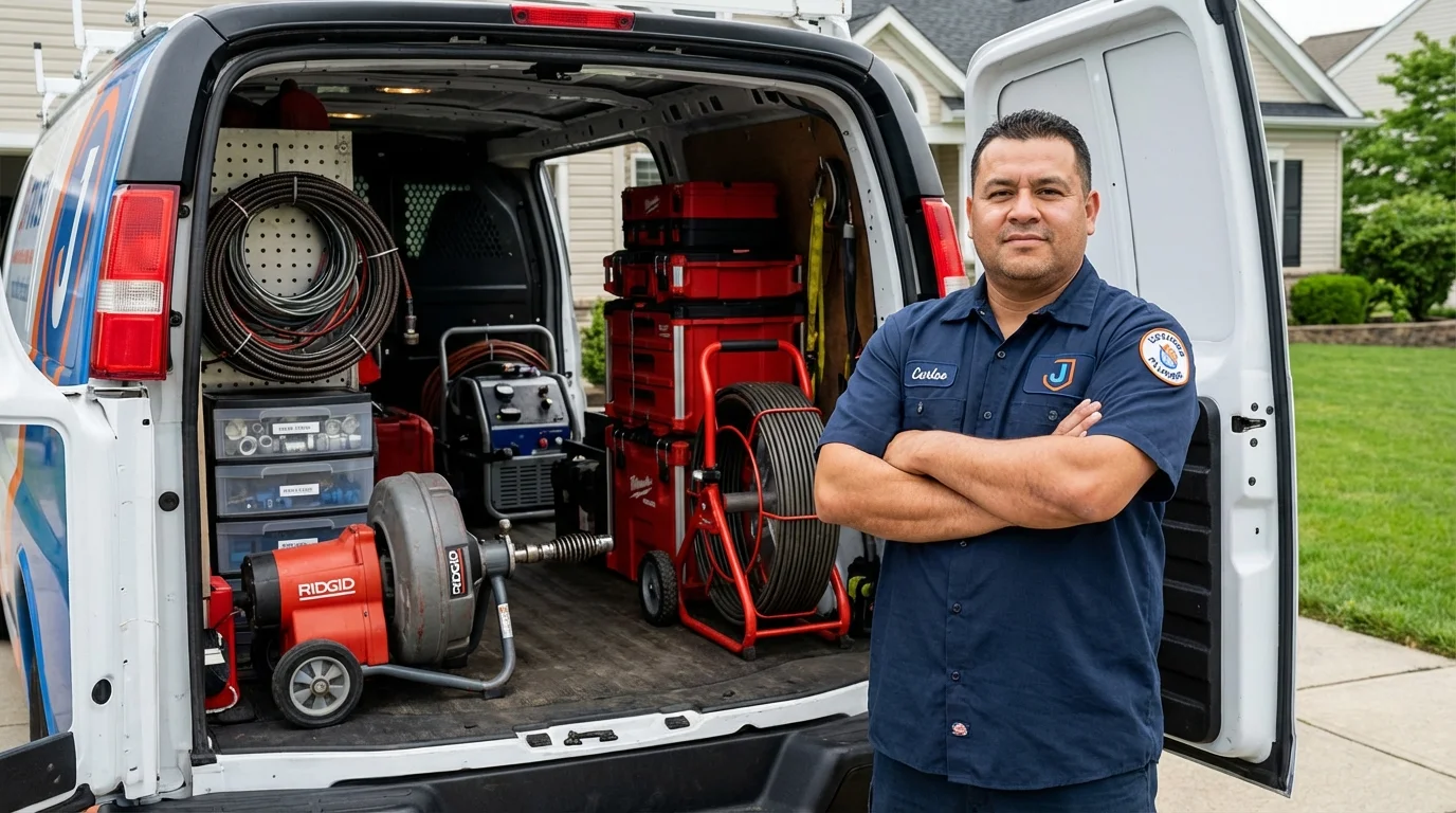 Professional drain cleaning equipment and Johns Plumbing LLC plumber in Great Falls